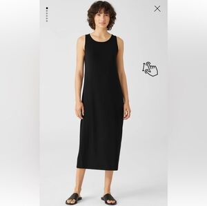 Eileen Fisher Jersey Knit Tank Dress Black Stretchy Comfy System XL
